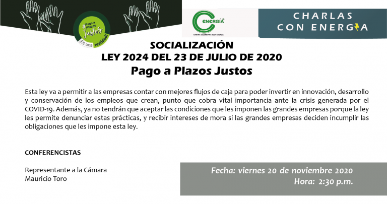 SOCIALIZACIÓN  LEY 2024 DEL 23 DE JULIO DE 2020 Pago a Plazos Justos